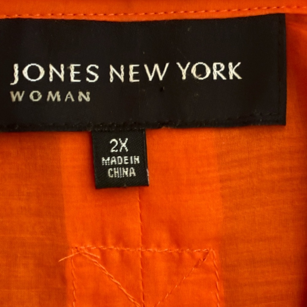 Jones New York Vibrant Orange Button Front Tie Waist Blouse Size 2X - Picture 7 of 8